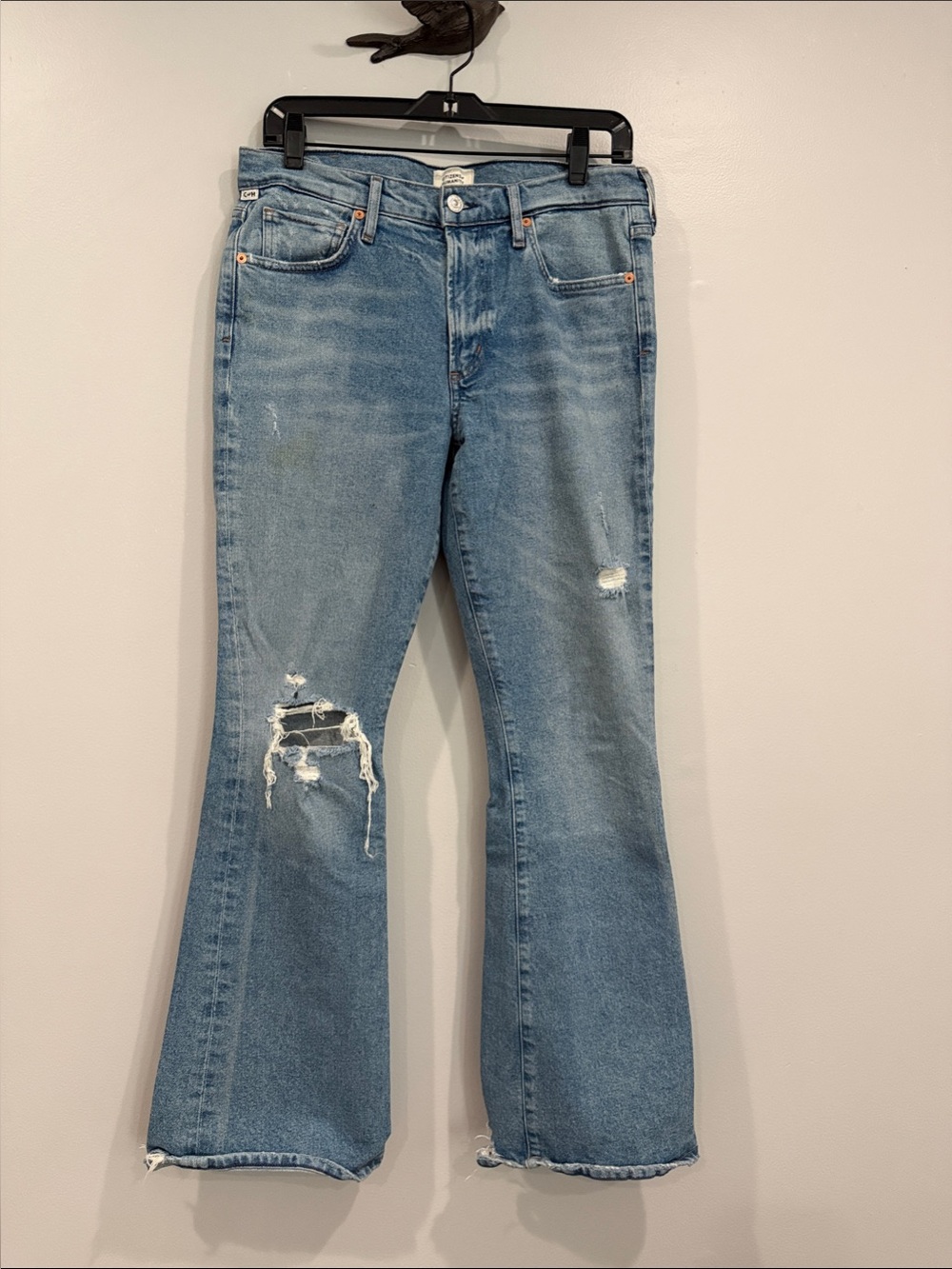 Citizens of Humanity Blue Distressed Mid
Rise Boot Cut Jeans Emmanuel Womens 28